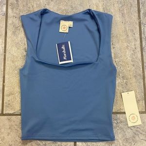 NWT Blue Square Neck Top